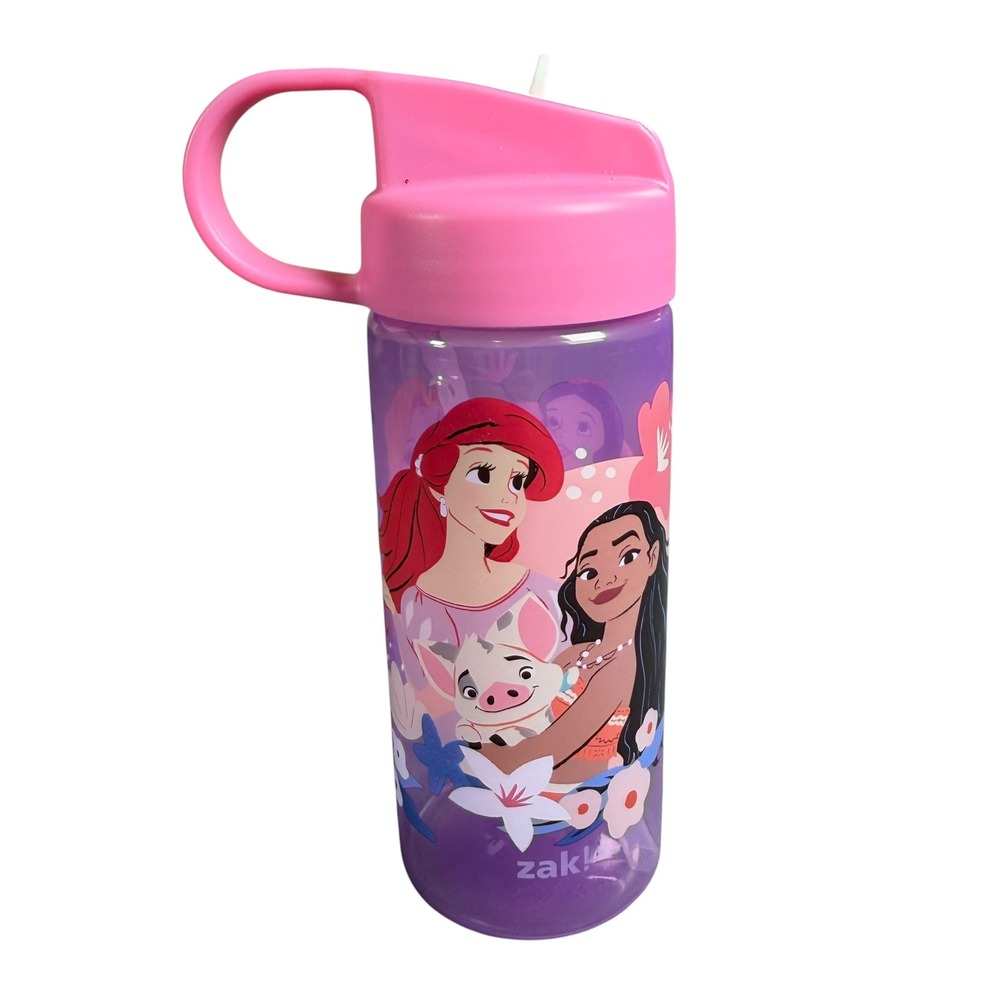 Zak Designs Disney Princess Water Bottle 16oz Ariel Moana Snow White Rapunzel